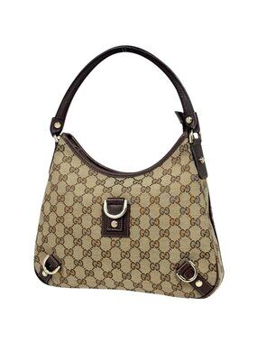 Gucci GG Pattern Shoulder Bag Abbey Canvas Beige Brown